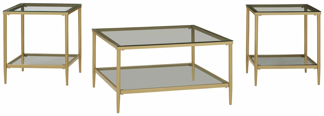 Cheap ✨ Ashley Furniture Zerika - Gold Finish - Occasional Table Set (3/cn) Tables 👍 3 Ashley Furniture Zerika - Gold Finish - Occasional Table Set (3/cn) Tables