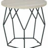 Ashley Furniture Waylowe - Light Brown/black - Round End Table