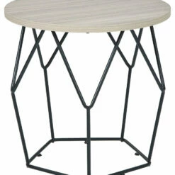 Ashley Furniture Waylowe - Light Brown/black - Round End Table