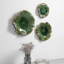 Uttermost Abella Green Ceramic Wall Decor, S/3 Accessories