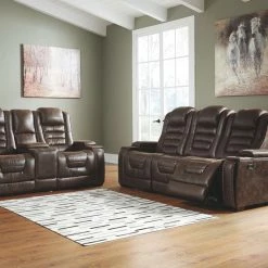 Signature Design By Ashley® Sofas Game - Bark - Pwr Rec Sofa With Adj Headrest