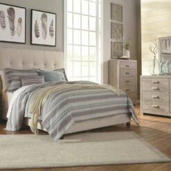 Signature Design By Ashley® Culverbach - Gray - 5 Pc. - Dresser, Mirror, Queen Upholstered Bed, 2 Nightstands Bedroom Sets