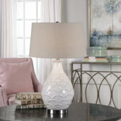 Accessories Uttermost Camellia Glossed White Table Lamp