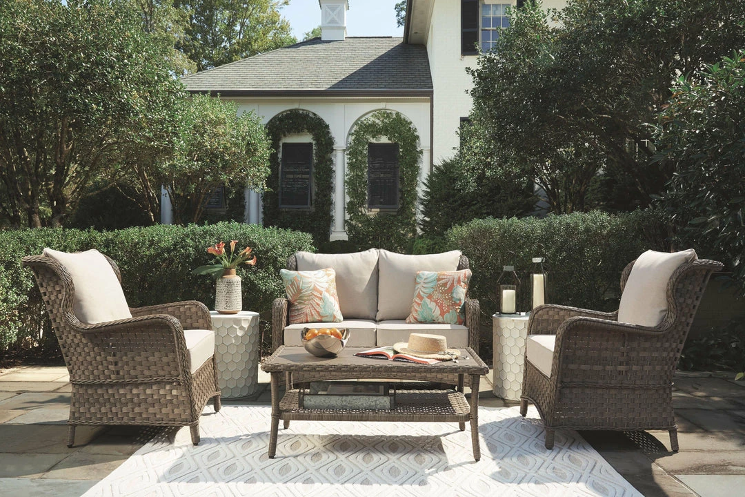 Hot Sale ⌛ Signature Design By Ashley® Outdoor Sets Clear Ridge - Light Brown - 3 Pc. - Lounge Set 😉 3 Signature Design By Ashley® Outdoor Sets Clear Ridge - Light Brown - 3 Pc. - Lounge Set