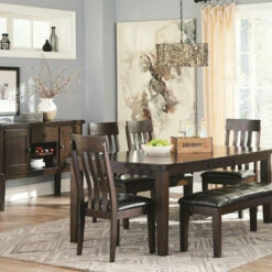 Ashley Furniture Haddigan - Dark Brown - Large Uph Dining Room Bench