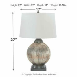 Ashley Furniture Cailan - Silver/bronze Finish - Glass Table Lamp (1/cn) Accessories