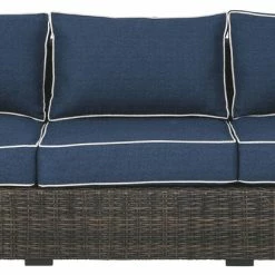 Ashley Furniture Sofas Grasson - Brown/blue - Sofa With Cushion