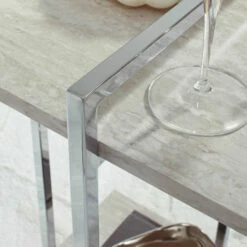 Ashley Furniture Bodalli - Ivory/chrome - Chair Side End Table