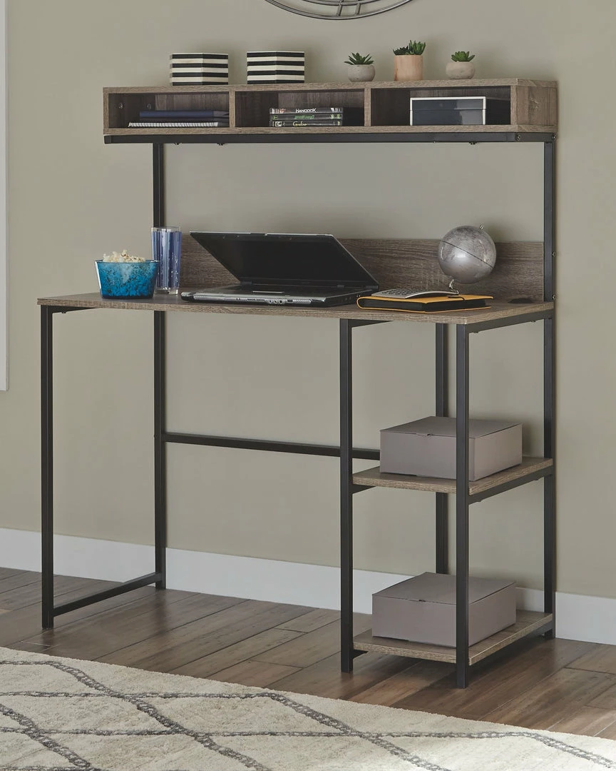 Best Pirce 🌟 Ashley Furniture Daylicrew - Grayish Brown/gunmetal - Home Office Desk And Hutch Desks ⌛ 8 Ashley Furniture Daylicrew - Grayish Brown/gunmetal - Home Office Desk And Hutch Desks