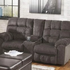 Ashley Furniture Reclining Furniture Acieona - Slate - Dbl Rec Loveseat W/console