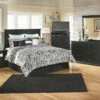 Signature Design By Ashley® Bedroom Sets Maribel - Black - 4 Pc. - Dresser, Mirror, King Panel Headboard With Bolt On Bed Frame