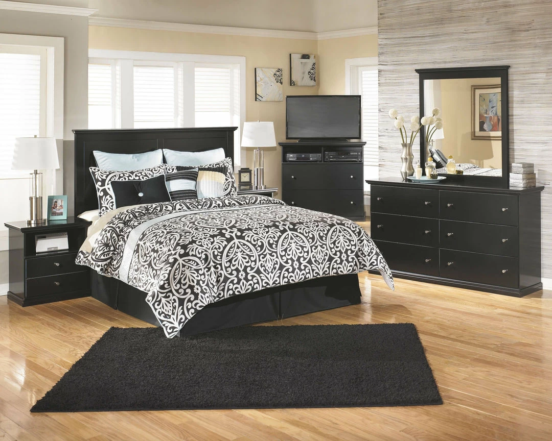 Best Pirce 🌟 Signature Design By Ashley® Bedroom Sets Maribel - Black - 4 Pc. - 👗 Dresser, Mirror, King Panel Headboard With Bolt On Bed Frame 🌟 3 Signature Design By Ashley® Bedroom Sets Maribel - Black - 4 Pc. - Dresser, Mirror, King Panel Headboard With Bolt On Bed Frame