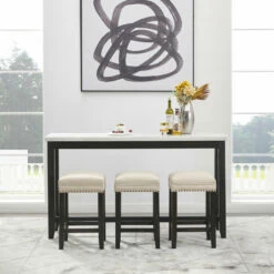 Ashley Furniture Dining Room Sets Anchorville - Dark Brown/white - Rect Drm Counter Tbl Set(4/cn)