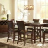 Signature Design By Ashley® Dining Room Sets Collenburg - Dark Ultimate Best In Class Rectangular Dining Room Counter Extension Table, 6 Upholstered Barstools