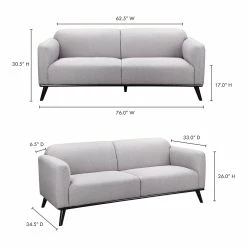 Moe's Home Collection Peppy Sofa Grey