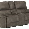 Ashley Furniture Reclining Furniture Trementon - Graphite - Dbl Rec Pwr Loveseat W/console