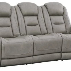 Ashley Furniture Sofas The Man-den - Gray - Pwr Rec Sofa With Adj Headrest