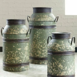 Ashley Furniture Elke - Antique Brown - Milk Can Set (3/cn) Table Decor