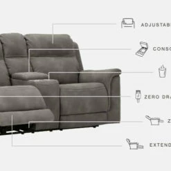 Ashley Furniture Next-gen Durapella - Slate - Pwr Rec Loveseat/con/adj Hdrst Loveseats