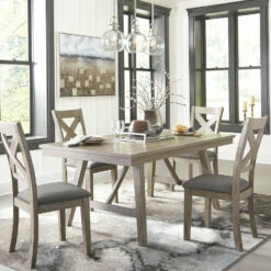 Signature Design By Ashley® Aldwin - Gray - Rectangular Dining Room Table, 4 Upholstered Side Chairs
