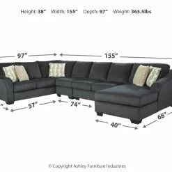 Signature Design By Ashley® Eltmann - Left Arm Facing Corner Chaise, Armless Loveseat, Right Arm Facing Sofa With Corner Wedge Sectional Sectionals
