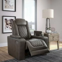 Ashley Furniture Hyllmont - Gray - Pwr Recliner/adj Headrest Reclining Furniture