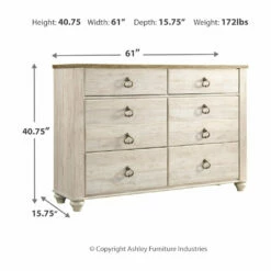 Signature Design By Ashley® Bedroom Sets Willowton - Attractive - Dresser, Mirror, Panel Headboard