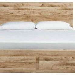 Signature Design By Ashley® Hyanna - Tan - King Panel Bed With Footboard Storage Beds