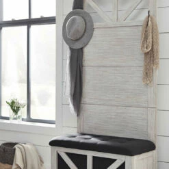Ashley Furniture Benches Brickwell - Antique White - Hall Tree With Storage Bench