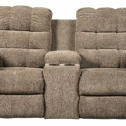 Ashley Furniture Workhorse - Cocoa - Dbl Rec Loveseat W/console