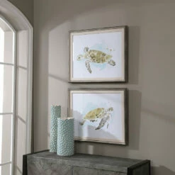 Uttermost Sea Turtle Study Watercolor Prints, S/2