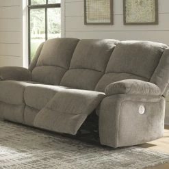Ashley Furniture Reclining Furniture Draycoll - Pewter - Reclining Power Sofa