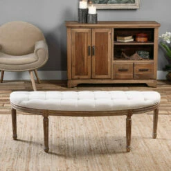 Benches Uttermost Leggett Tufted White Bench