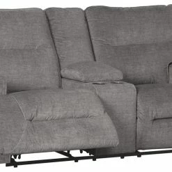 Ashley Furniture Reclining Furniture Coombs - Charcoal - Dbl Rec Pwr Loveseat W/console