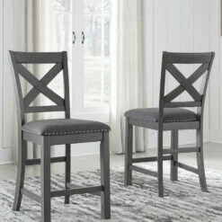 Signature Design By Ashley® Dining Room Sets Myshanna - Dark Gray - 6 Pc. - Counter Extension Table, 4 Barstools, Bench