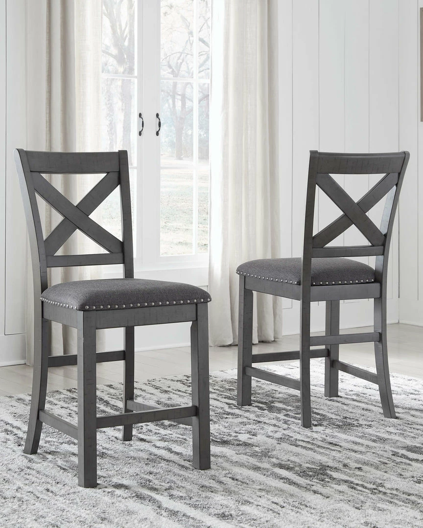 Wholesale 🔥 Signature Design By Ashley® Dining Room Sets Myshanna - Dark Gray - 7 Pc. - Counter Extension Table, 6 Barstools ⭐ 4 Signature Design By Ashley® Dining Room Sets Myshanna - Dark Gray - 7 Pc. - Counter Extension Table, 6 Barstools