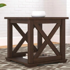 Ashley Furniture Camiburg - Warm Brown - Square End Table