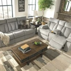 Ashley Furniture Mitchiner - Fog - Rec Sofa W/drop Down Table