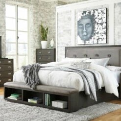 Signature Design By Ashley® Hyndell - Dark Brown - Queen Upholstered Panel Bed With Storage