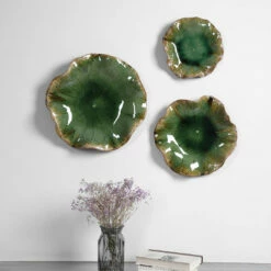 Uttermost Abella Green Ceramic Wall Decor, S/3 Accessories