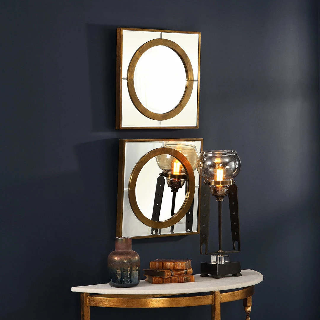 Cheap 🛒 Uttermost Gaza Gold Square Mirrors Set/2 🥰 6 Uttermost Gaza Gold Square Mirrors Set/2