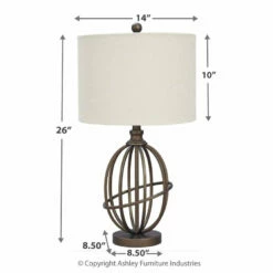 Ashley Furniture Accessories Manasa - Dark Brown - Metal Table Lamp (1/cn)