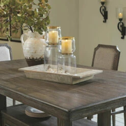 Signature Design By Ashley® Wyndahl - Rustic Ultimate Best In Class Rectangular Counter Table With Storage, 4 Upholstered Stools Dining Room Sets