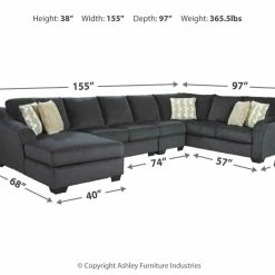 Signature Design By Ashley® Eltmann - Left Arm Facing Corner Chaise, Armless Loveseat, Right Arm Facing Sofa With Corner Wedge Sectional Sectionals