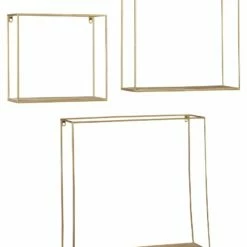 Ashley Furniture Efharis - Natural/gold Finish - Wall Shelf Set (3/cn)
