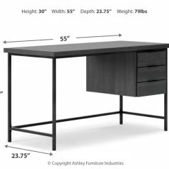 Ashley Furniture Yarlow - Black - Home Office Desk - 3-drawers Desks