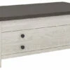 Ashley Furniture Dorrinson - White / Black / Gray - Lift Top Cocktail Table Tables
