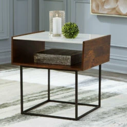 Ashley Furniture Tables Rusitori - Brown / Beige / White - Rectangular End Table