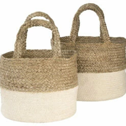 Ashley Furniture Parrish - Natural/white - Basket Set (2/cn) Table Decor