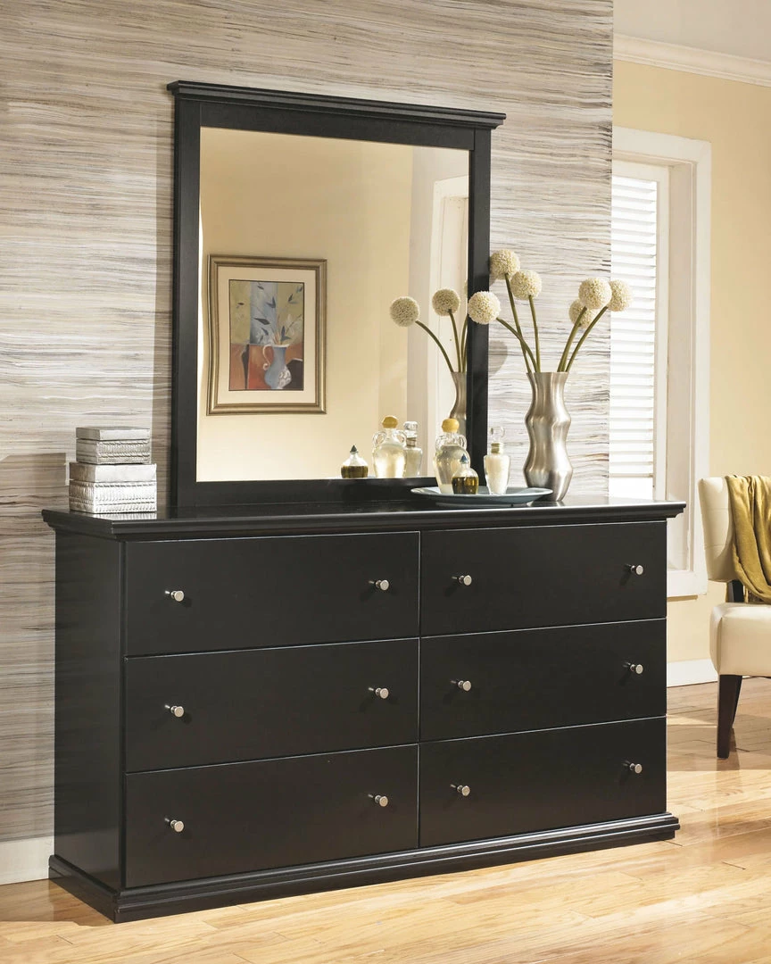 Best Pirce 🌟 Signature Design By Ashley® Bedroom Sets Maribel - Black - 4 Pc. - 👗 Dresser, Mirror, King Panel Headboard With Bolt On Bed Frame 🌟 5 Signature Design By Ashley® Bedroom Sets Maribel - Black - 4 Pc. - Dresser, Mirror, King Panel Headboard With Bolt On Bed Frame